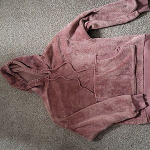 Tan fuzzy pullover hoodie, size small